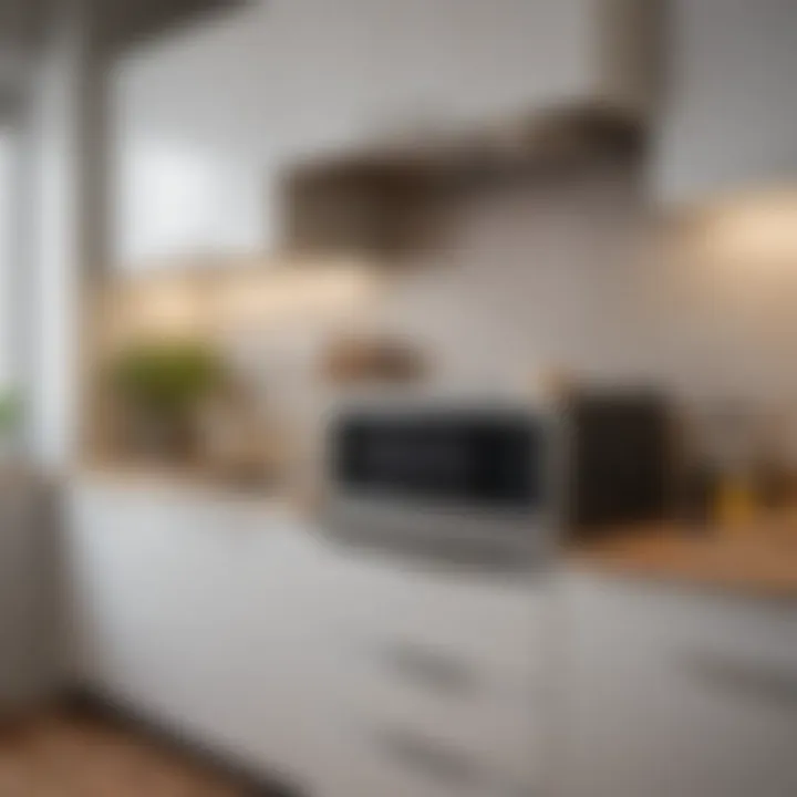 Under-cabinet microwave installed in a stylish, contemporary kitchen setup