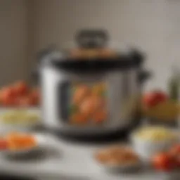 Showcasing the Bella Slow Cooker with an array of fresh ingredients