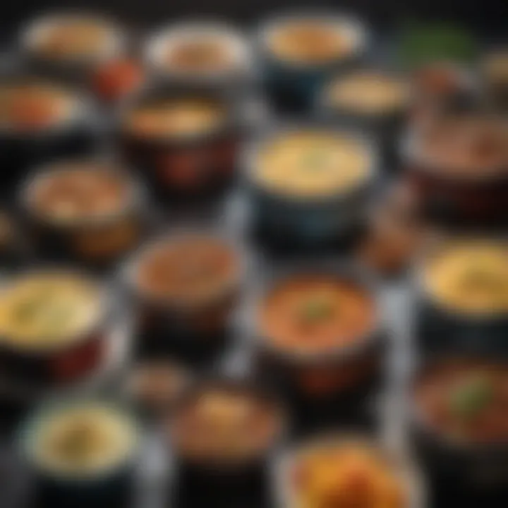 Variety of dishes created with the Bella Slow Cooker displayed together