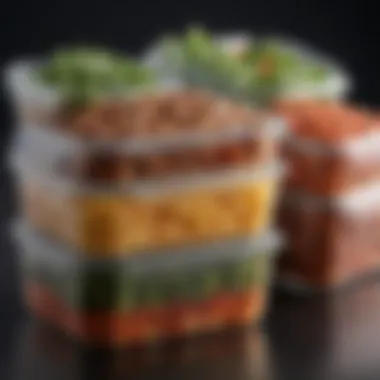 Materials Used in Three-Section Food Containers Detailed view of materials used in three-section food containers