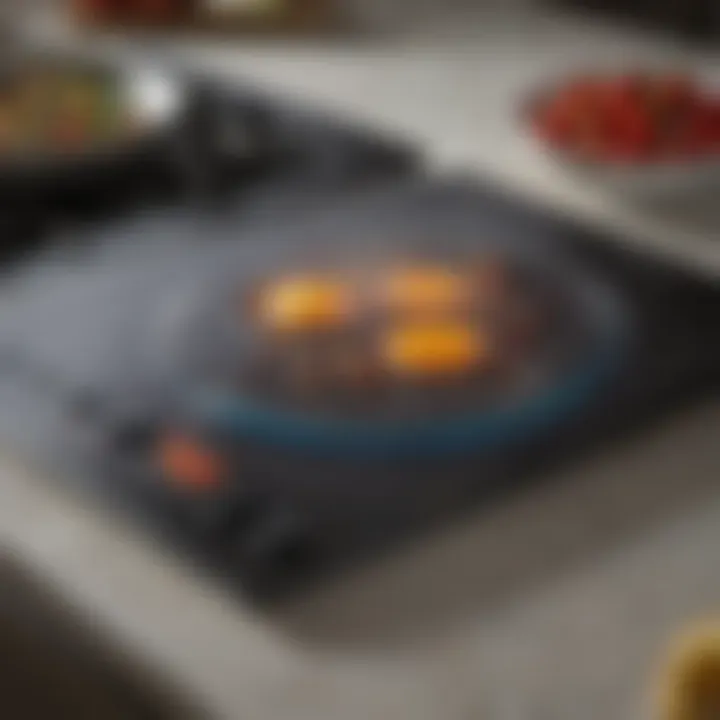Close-up of induction cooktop controls and settings