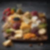 An elegantly arranged cheese board featuring a variety of cheeses and accompaniments.