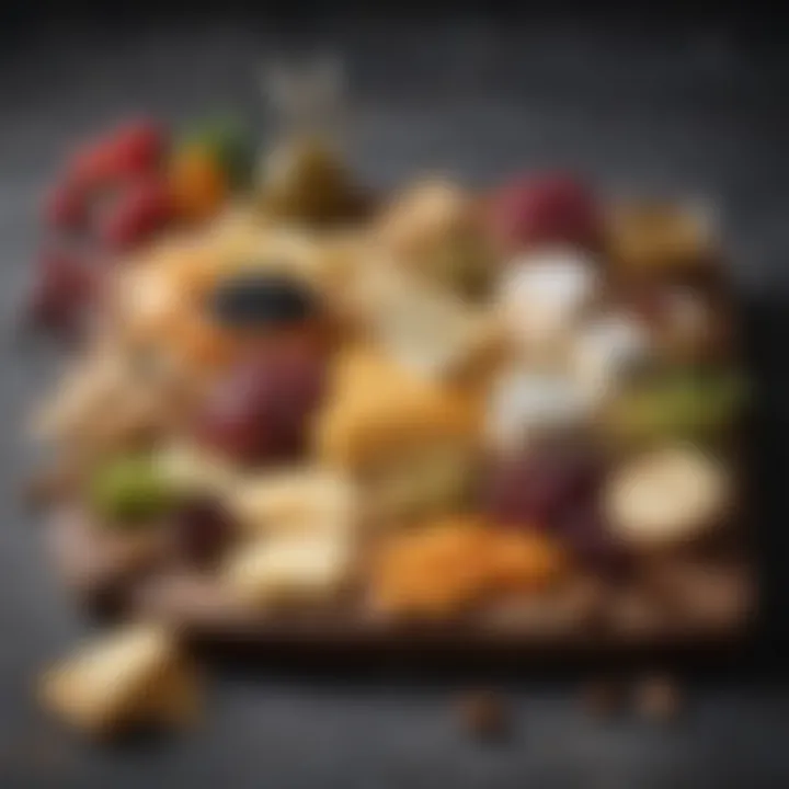 An elegantly arranged cheese board featuring a variety of cheeses and accompaniments.