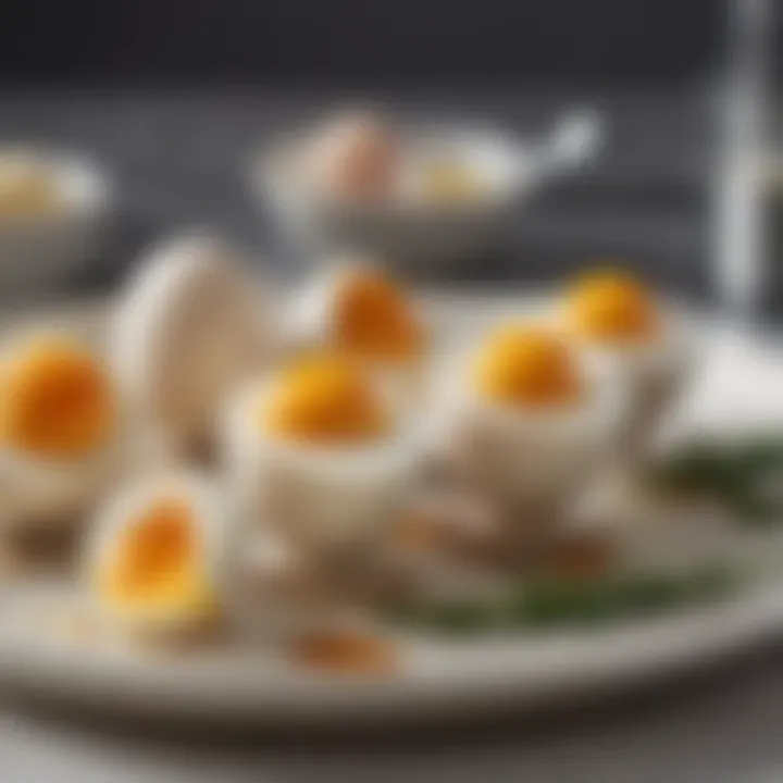 Cooked eggs displayed on a stylish plate