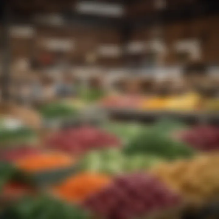 Selection of fresh produce at a market