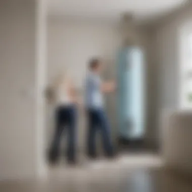 A technician installing a Cosori water heater in a contemporary home.