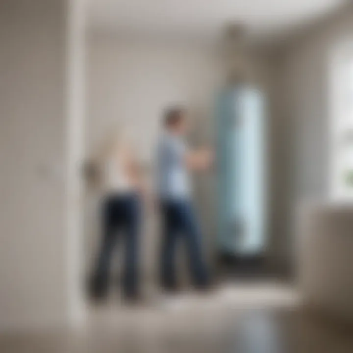 A technician installing a Cosori water heater in a contemporary home.
