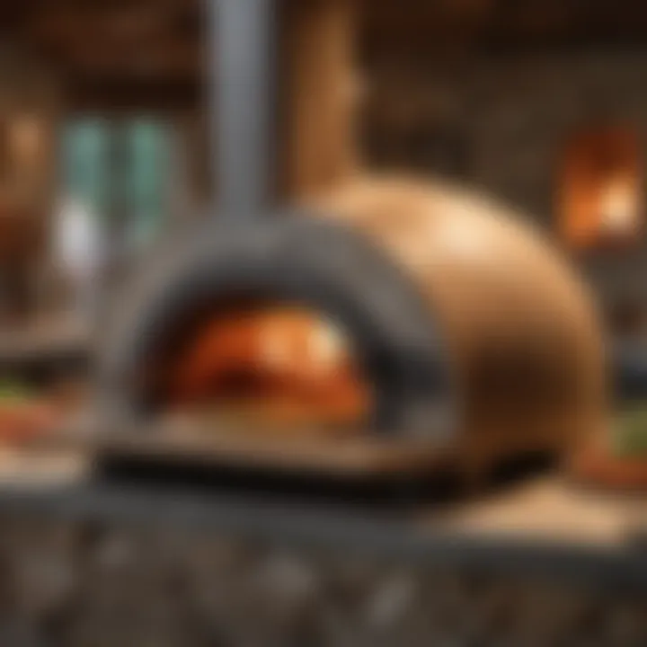 Elegant countertop wood fired pizza oven showcasing its intricate design and craftsmanship