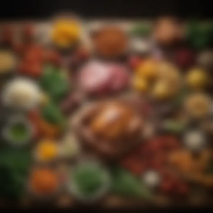 A vibrant assortment of fresh ingredients laid out on a countertop
