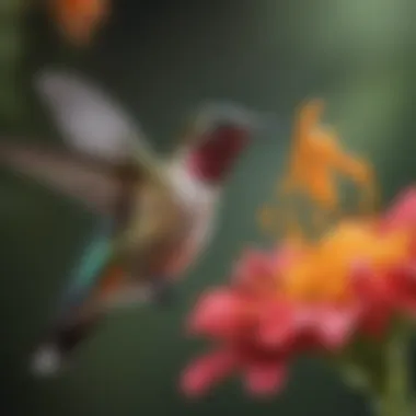 Colorful hummingbird feeding from a flower