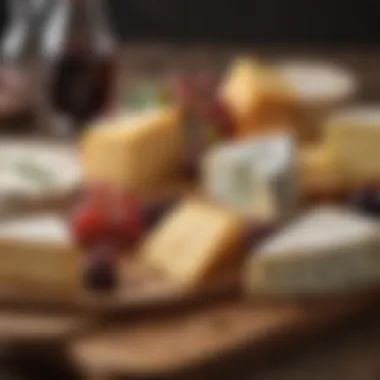 A selection of gourmet cheeses artfully arranged