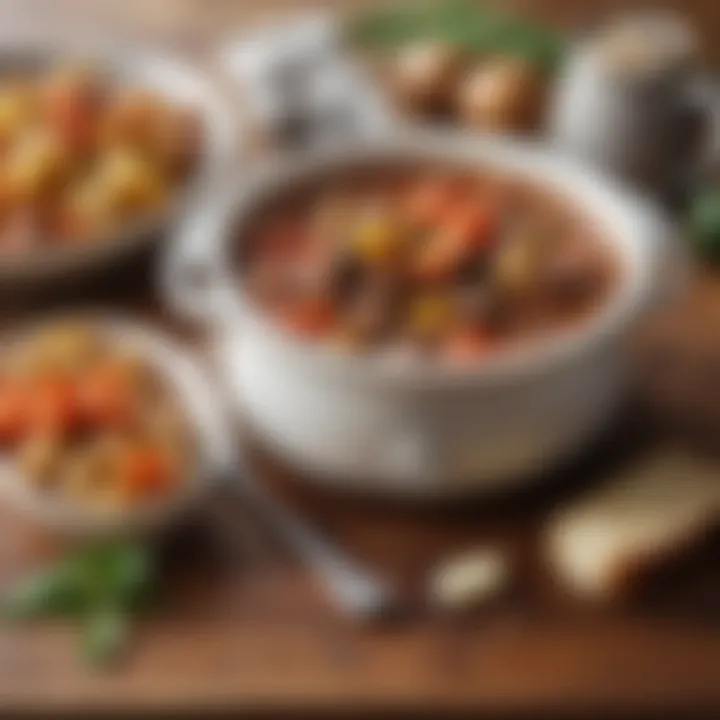 A beautifully arranged bowl of finished crock pot stew