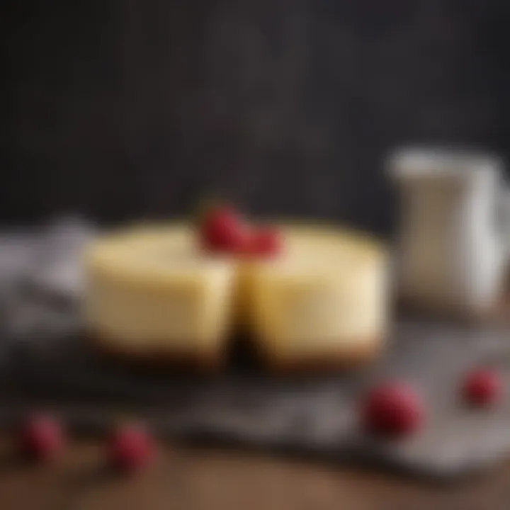 A small cheesecake cooling on a wire rack ready for flavoring