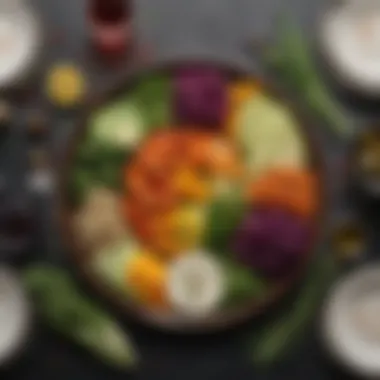 Vegan Seder Plate Delight A beautifully arranged vegan seder plate featuring colorful vegetables and plant-based ingredients