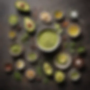 Ingredients laid out for avocado dressing preparation