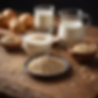 Ingredients for making oat milk laid out on a wooden table