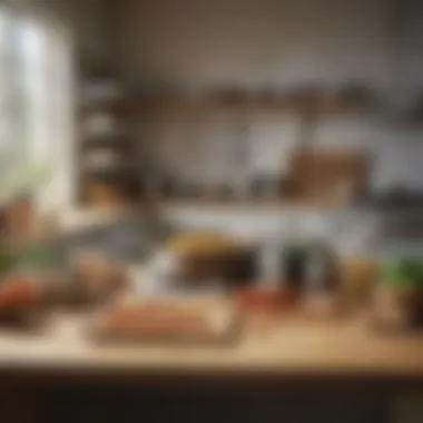 An organized kitchen workspace with essential utensils