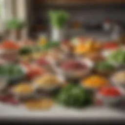 A vibrant assortment of fresh ingredients spread out on a kitchen counter