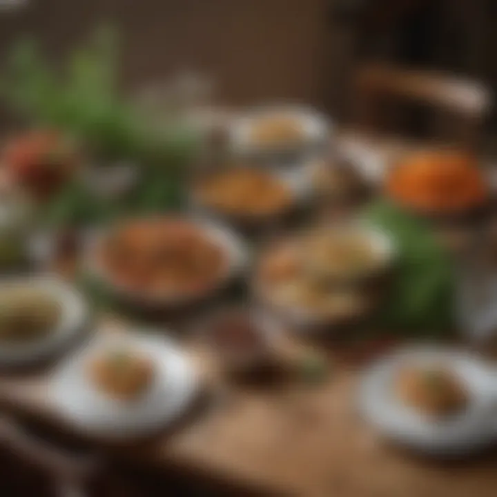 A table set for a Mediterranean feast, adorned with herbs and spices