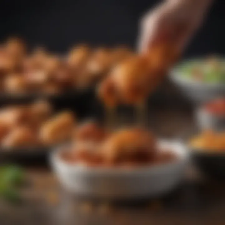 A variety of dipping sauces served alongside chicken wings