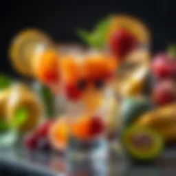 Colorful assortment of fresh fruits for cocktails