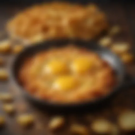 Golden hash browns sizzling in a skillet