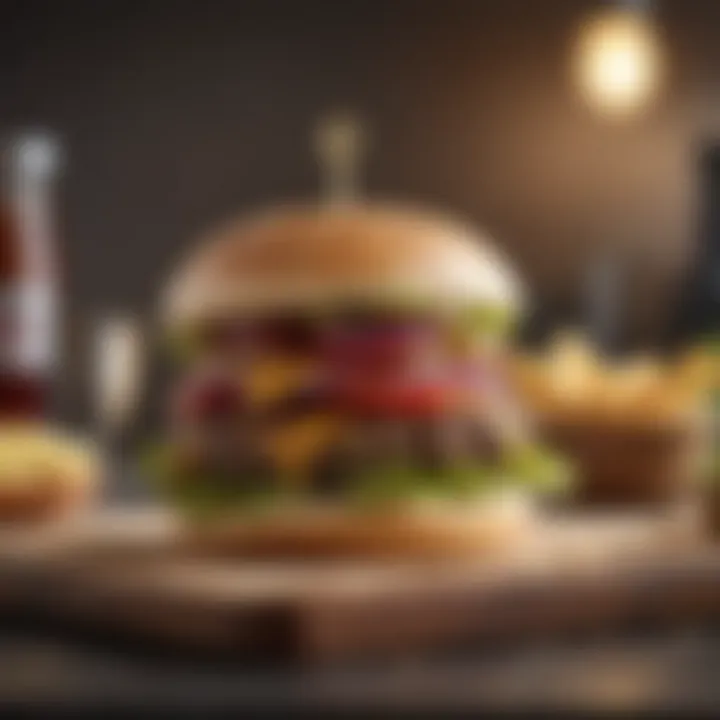 Assembling a gourmet burger with fresh ingredients