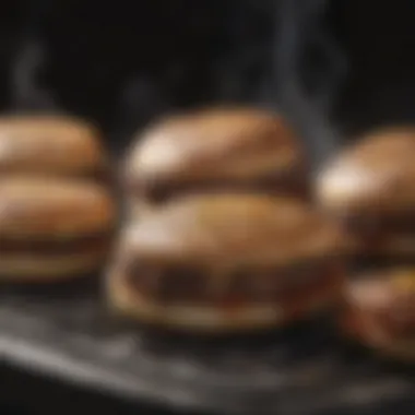 Grilling patties on a barbecue for a smoky finish