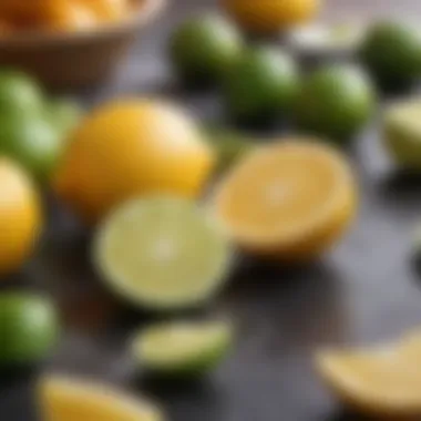 A vibrant display of fresh limes and lemons