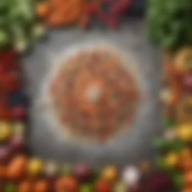 An array of vibrant fruits and vegetables laid out on a kitchen counter