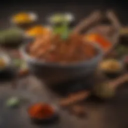 A vibrant display of spices used in beef biryani masala