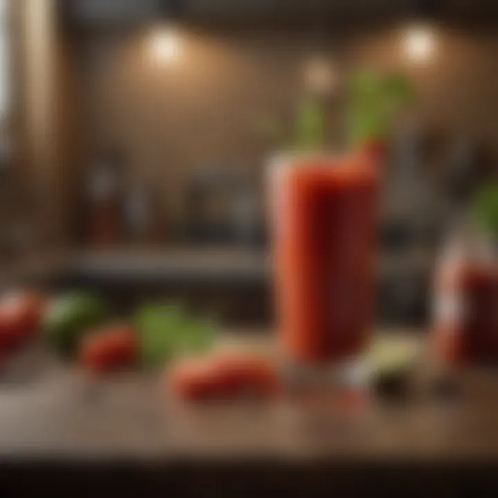 Essential ingredients for crafting a personalized Bloody Mary including V8 juice and spices
