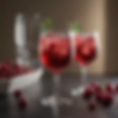 Elegant glassware showcasing the cranberry seltzer under ambient lighting