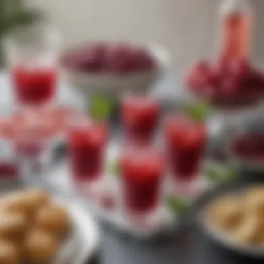 A beautifully arranged table featuring the cranberry seltzer alongside complementary appetizers