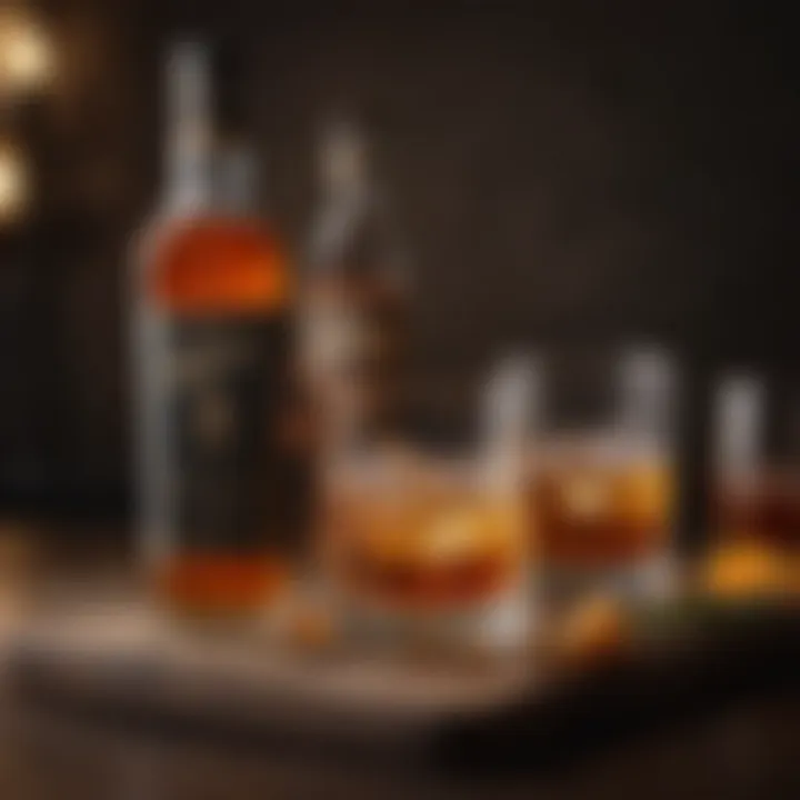 Elegant display of Johnnie Walker whisky with cocktail ingredients