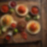 Vibrant array of taco sauce ingredients on a rustic wooden table