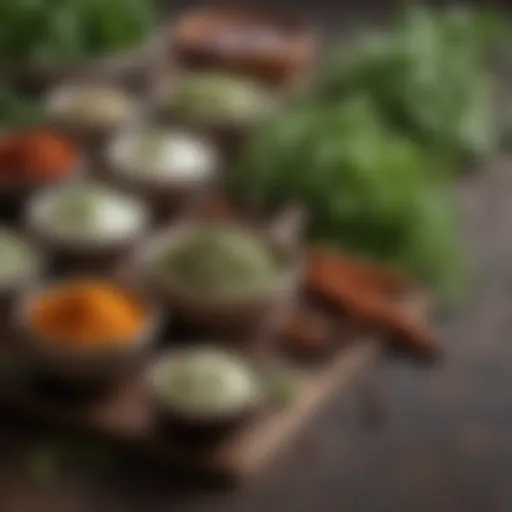 Fresh herbs and spices used in ranch dressing