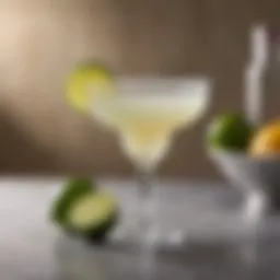 A vibrant glass of sugar-free margarita garnished with lime.