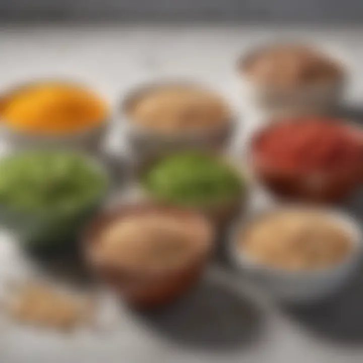 Healthy grains and legumes in bowls