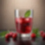 A refreshing glass of cranberry-flavored water with fresh cranberries and mint leaves