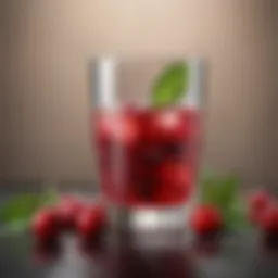 A refreshing glass of cranberry-flavored water with fresh cranberries and mint leaves