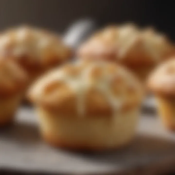 A close-up of a cream cheese muffin revealing its creamy texture