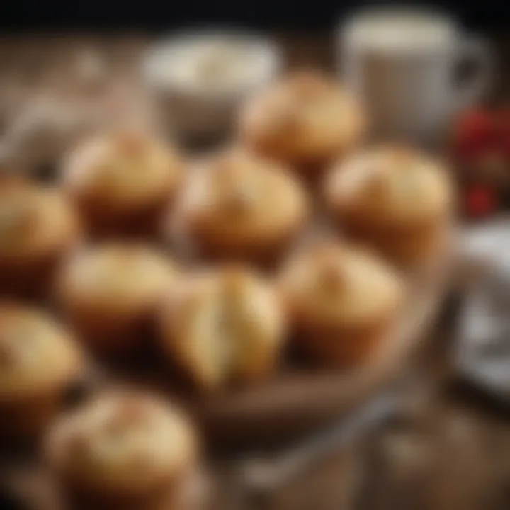 Freshly baked cream cheese muffins on a rustic wooden table