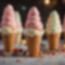 Vibrant ice cream cone-themed goodie bags displayed at a festive event