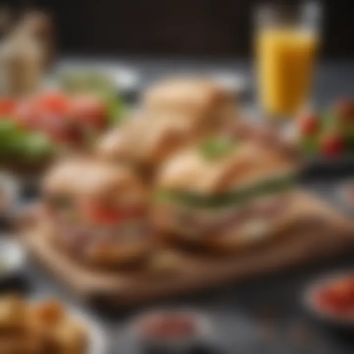 An elegant lunch platter showcasing artisanal sandwiches and fresh sides.