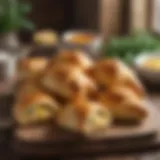 Savory crescent rolls filled with cheese and herbs on a rustic table.