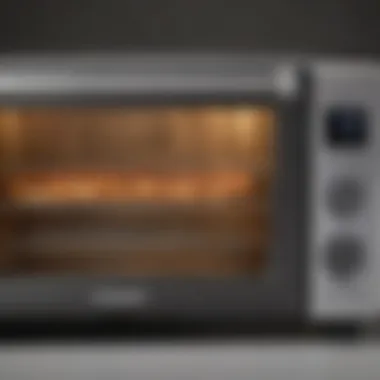 Close-up view of the Cuisinart Air Fryer Toaster Oven's interior dimensions and cooking capacity