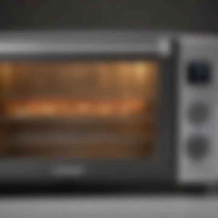Close-up view of the Cuisinart Air Fryer Toaster Oven's interior dimensions and cooking capacity