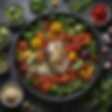 Vibrant spring produce featuring fresh vegetables and herbs