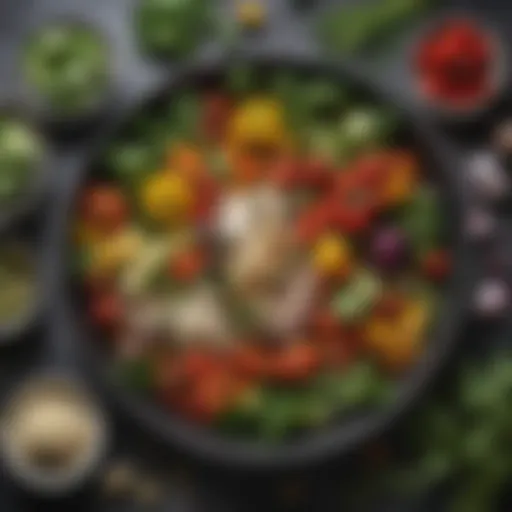 Vibrant spring produce featuring fresh vegetables and herbs